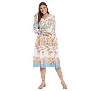Women's Drawstring Casual Midi Dress Round Neck Dresses for Christmas Gifts